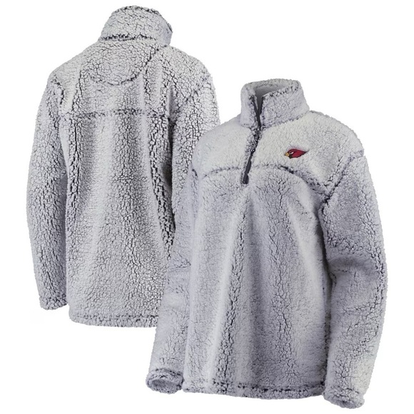 NFL Arizona Cardinals Gray Sherpa Quarter-Zip Cozy Lining Pullover Jacket Size S - Picture 1 of 11
